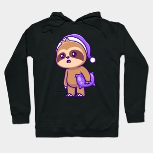 Cute Sloth Sleepy Holding Pillow Cartoon Hoodie